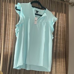 Taylor Light Blue Ruffled Blouse